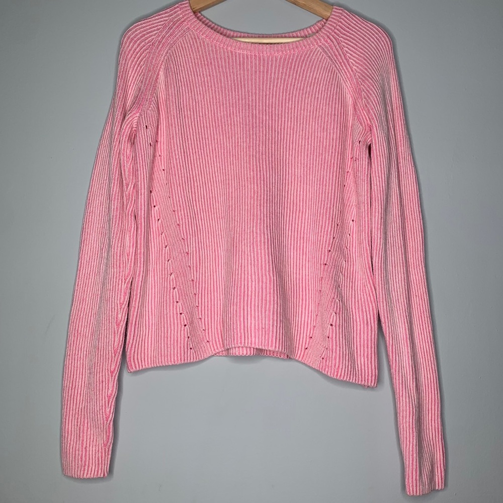 Jack Wills Pink Ribbed Knit Oversized Crop Sweater
